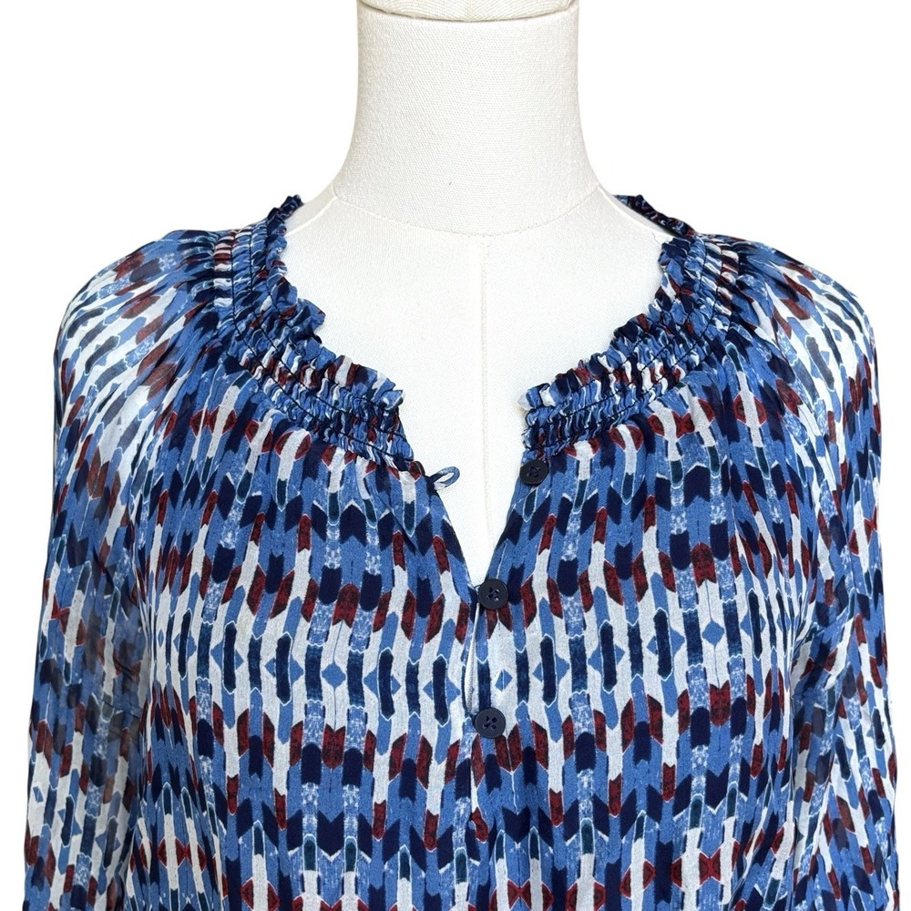 Shoshanna Size 4 Printed Silk Elastic Waist‎ Dress Blue. Lightweight. Lined - Picture 4 of 16
